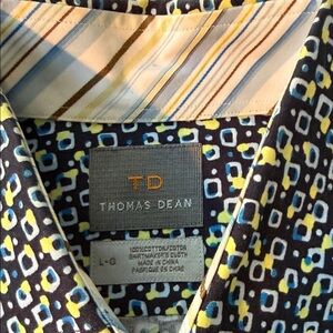 Thomas Dean Men's Shirt - Blue and Yellow Geometric